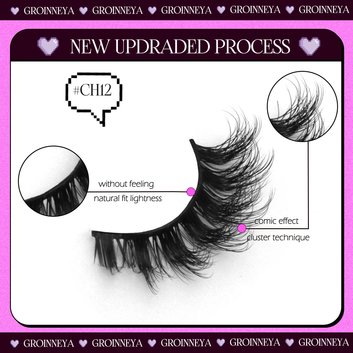 GROINNEYA-まつげエクステ,「キャッツアイ,ナチュラル,ソフト,ロング,メイクアップアクセサリー