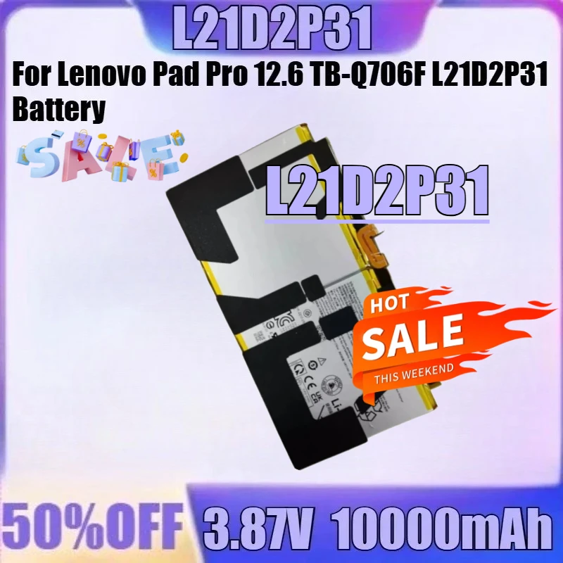

10000mAh 3.87V L21D2P31 For Lenovo Pad Pro 12.6 TB-Q706F L21D2P31 Battery New L21D2P31 10000mAh 3.87V Battery