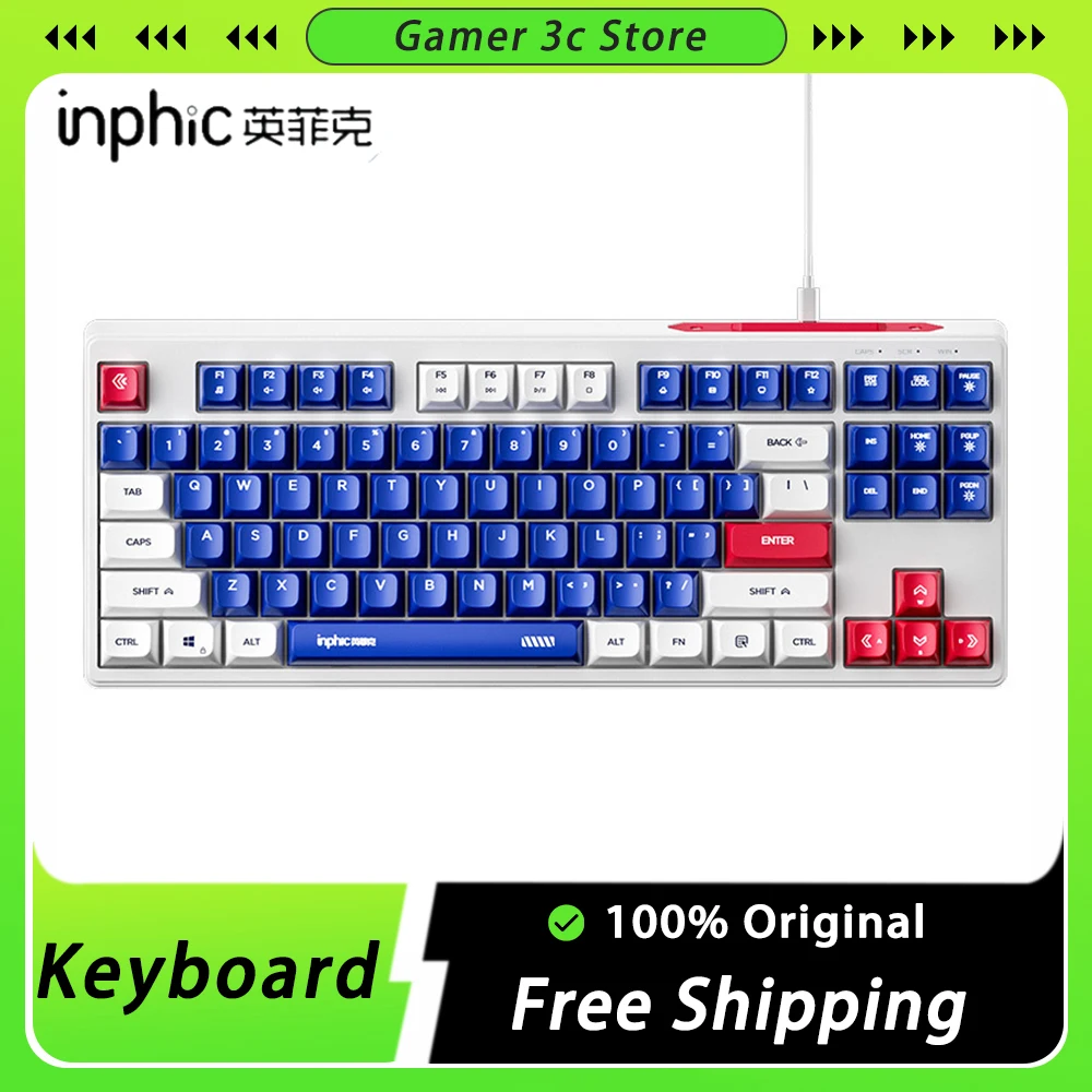 INPHIC K902 Wired Keyboard 87key waterproof ABS E-sports Gaming Keyboard Low noise keys Breathing lamp Office Gamer Keyboard kit