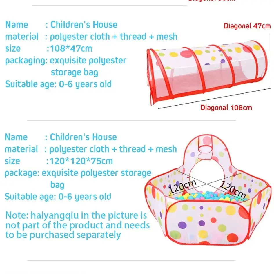 Kinder-Ballbecken, Baby-Bälle, Pool- und Spielzeugzelt und Krabbeltunnel, Zuhause, Baby-Spielplatz, faltbarer Bällebad, Spielzelt für drinnen und draußen