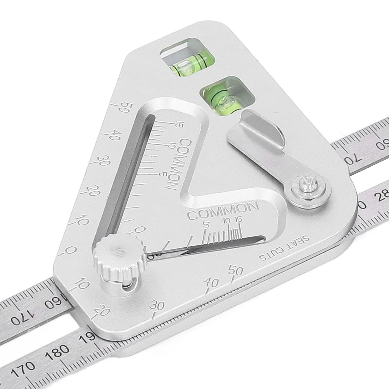 Woodworking Triangle Ruler Silver Flexible Wear Resistance Triangle Ruler with Bubble Level