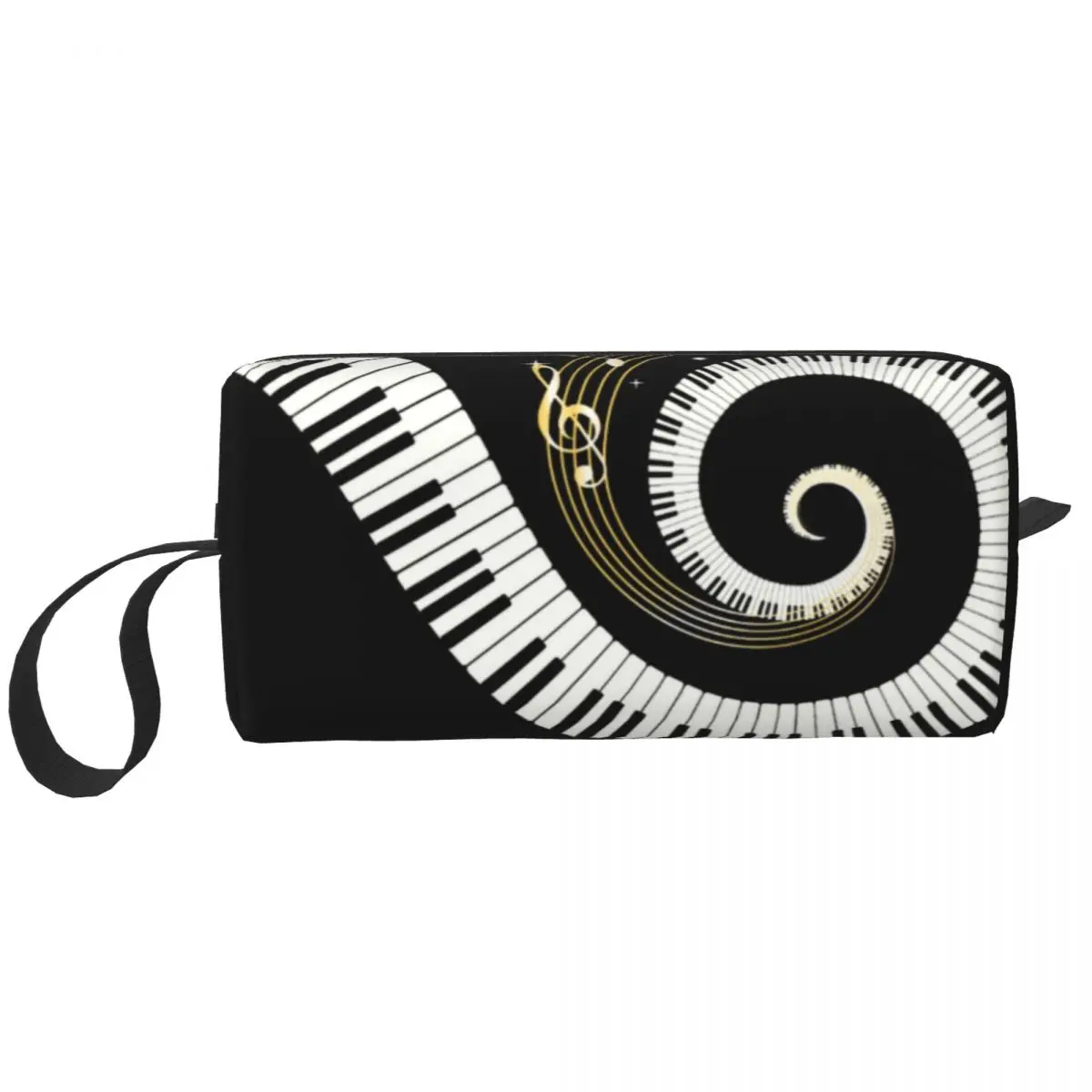 Custom Piano Keys Wave Travel Cosmetic Bag for Women Musician Pianist Music Gift Makeup Toiletry  Lady Beauty Storage Dopp Kit