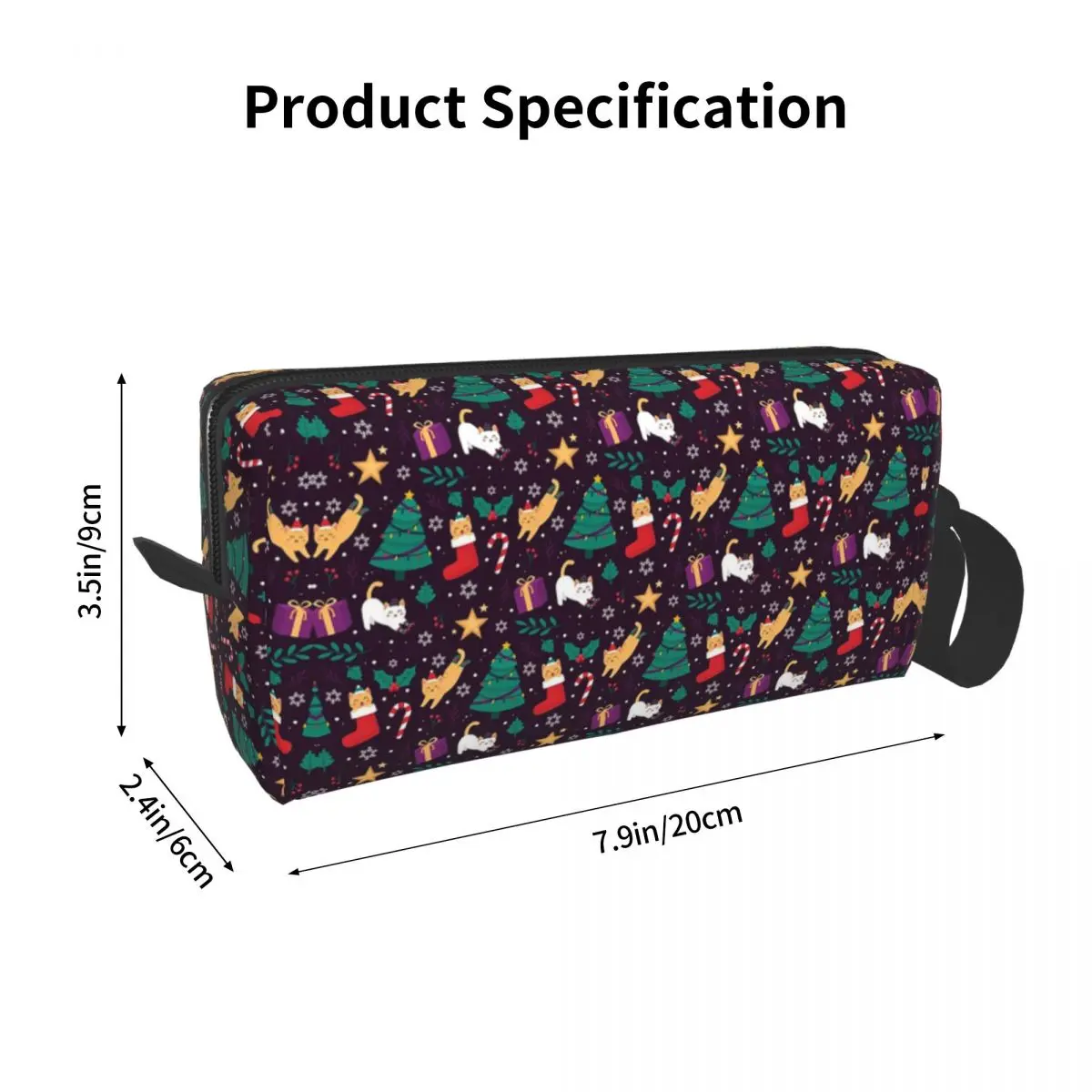 Cute Cats Christmas Tree Pattern Makeup Bag Cosmetic Storage Dopp Kit Toiletry Cosmetic Bag for Women Beauty Travel Pencil Case