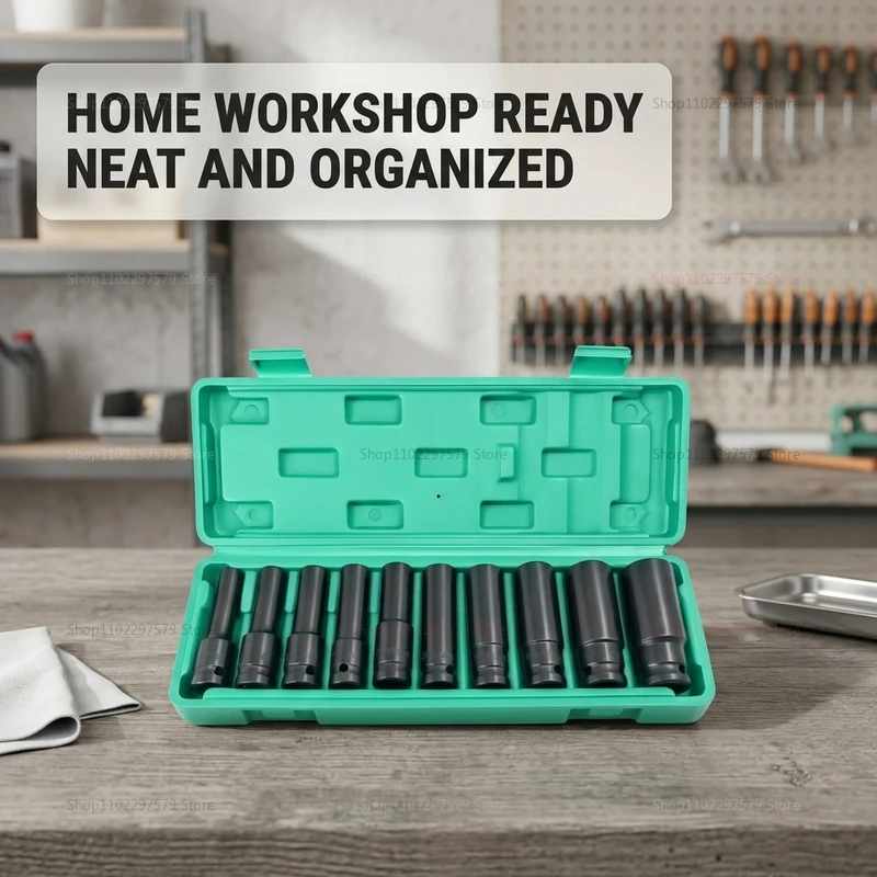 10pcs Socket Wrench Set 8-24mm Adjustable Pneumatic Hand Tools Automotive Mechanical Repair Tool Kit for Garage and Workshop