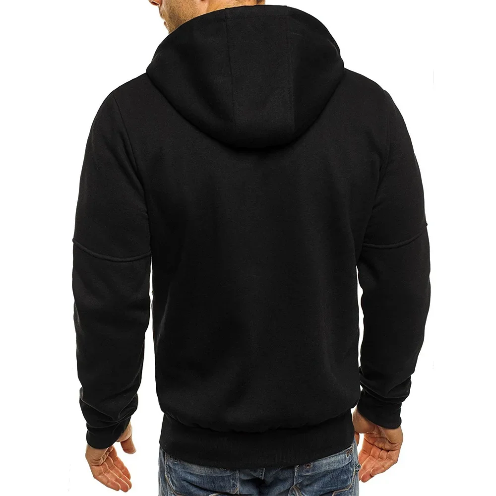 Herren Casual Sport Kapuzenjacke mit Reißverschluss und Taschen, Individuelles Logo, Bild, Text, Streetwear Mode Woll-Cardigan-Pullover – Detail 7