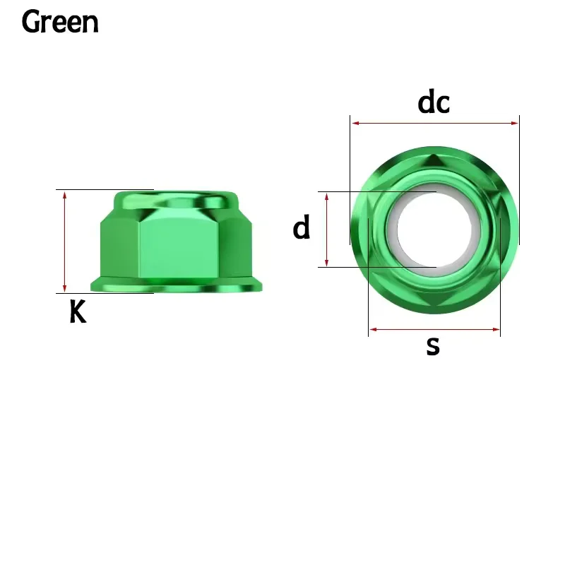 Aluminiumlegierung Flansch-Sicherungsmutter M2M2.5M3M4M5M6M8 Eloxierte Farbige Nylon-Einsatz Selbstsichernde Lockmuttern für RC FPV Racing Drohnen