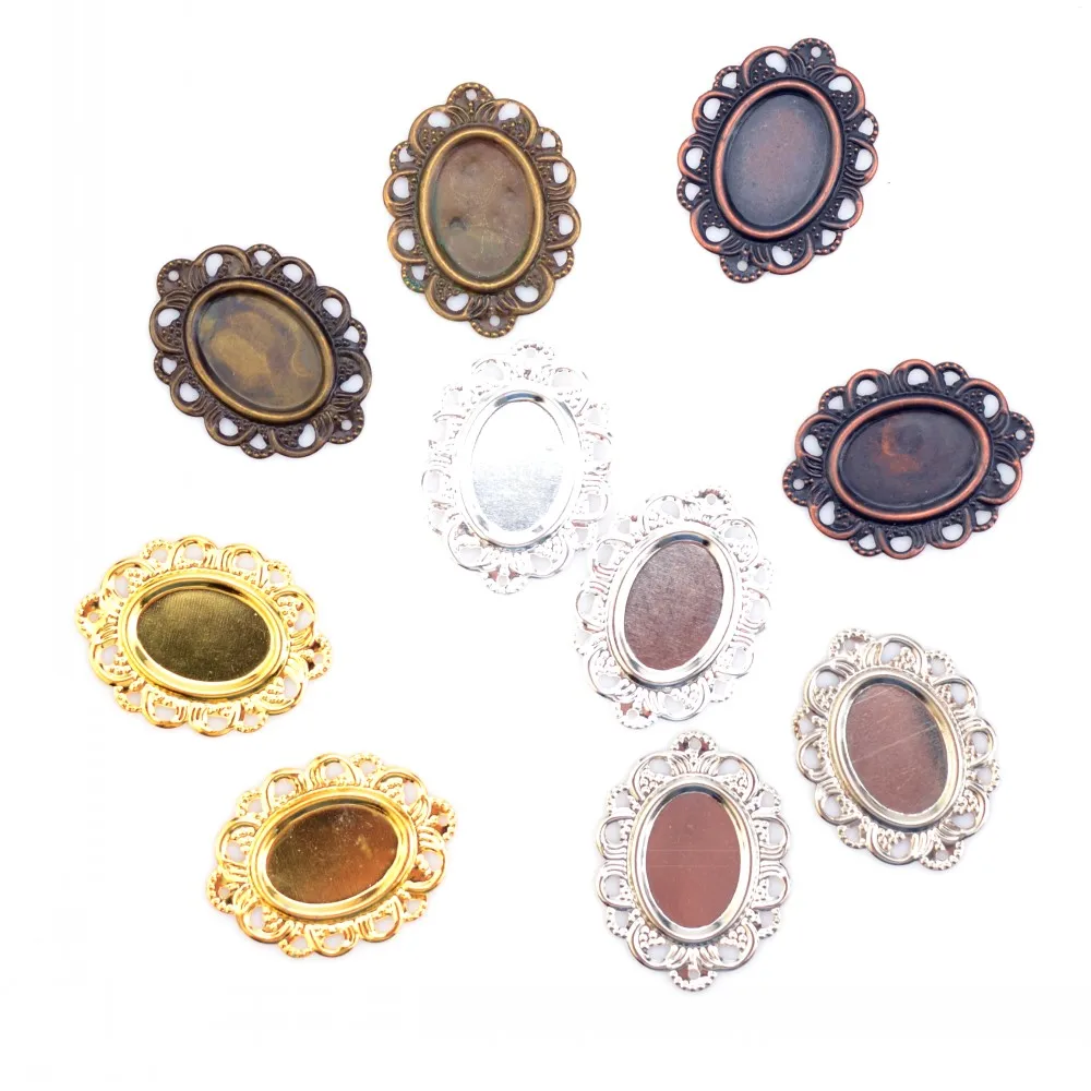 Free shipping 100Pcs Gold Plated Filigree Cabochon Setting Wraps Connectors Crafts Decoration DIY Embellishments 32x24mm J2862