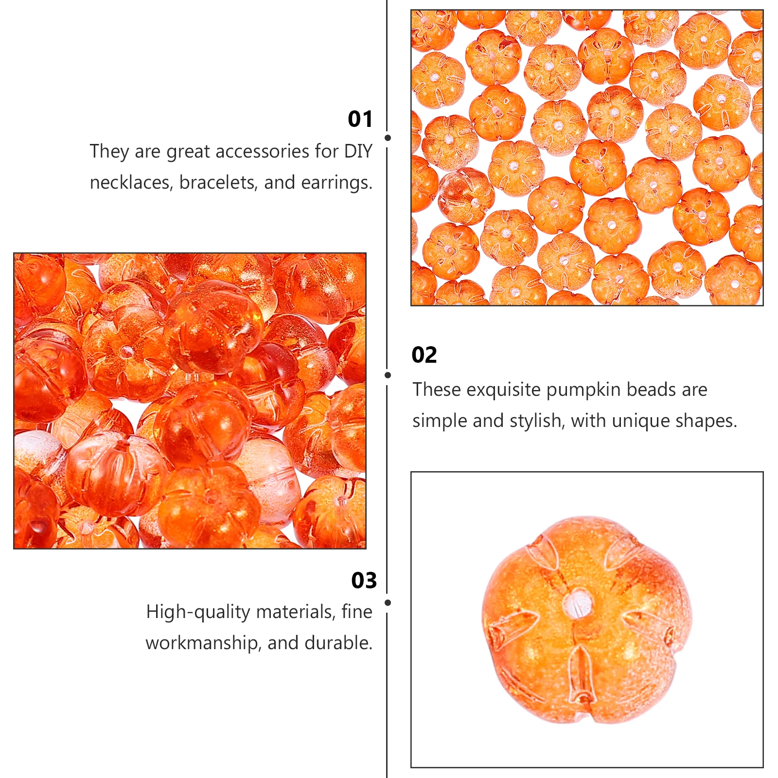 

100pcs Pumpkin Beads Orange Diy Jewelry Making Accessories Pendant Charms Decorations Stylish Unique Shape For Necklaces