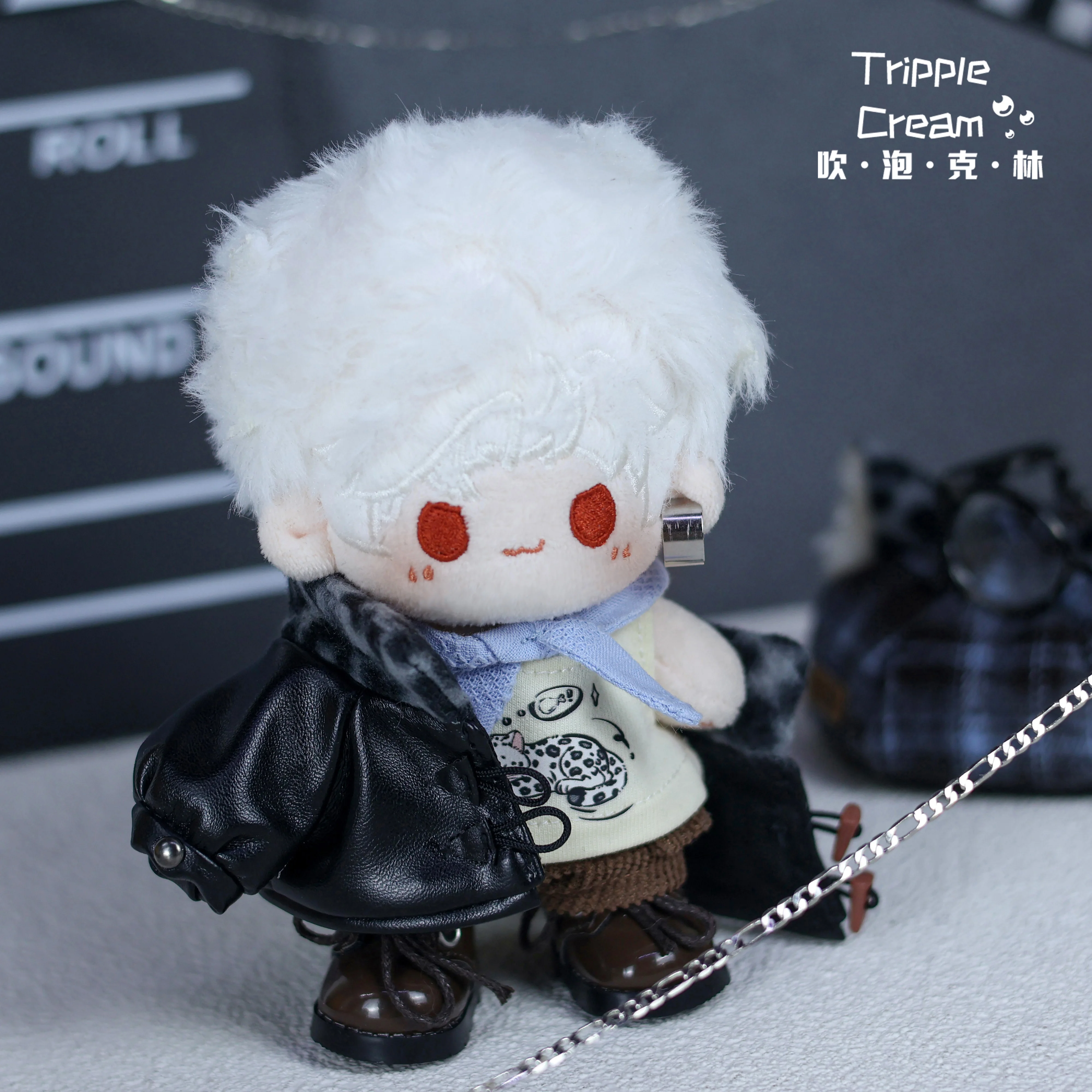 10cm Doll Clothes Snow Leopard Ear Hat Leather Clothes Glasses Clothing Suit Doll Accessories Anime Game Toy Kids Gifts Cosplay