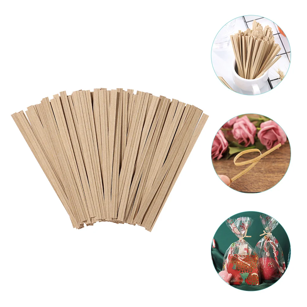 1000 Pcs Decorative Twist Ties Kraft Paper Convenient Gift Bag Cable Delicate Bread Party Supply Iron