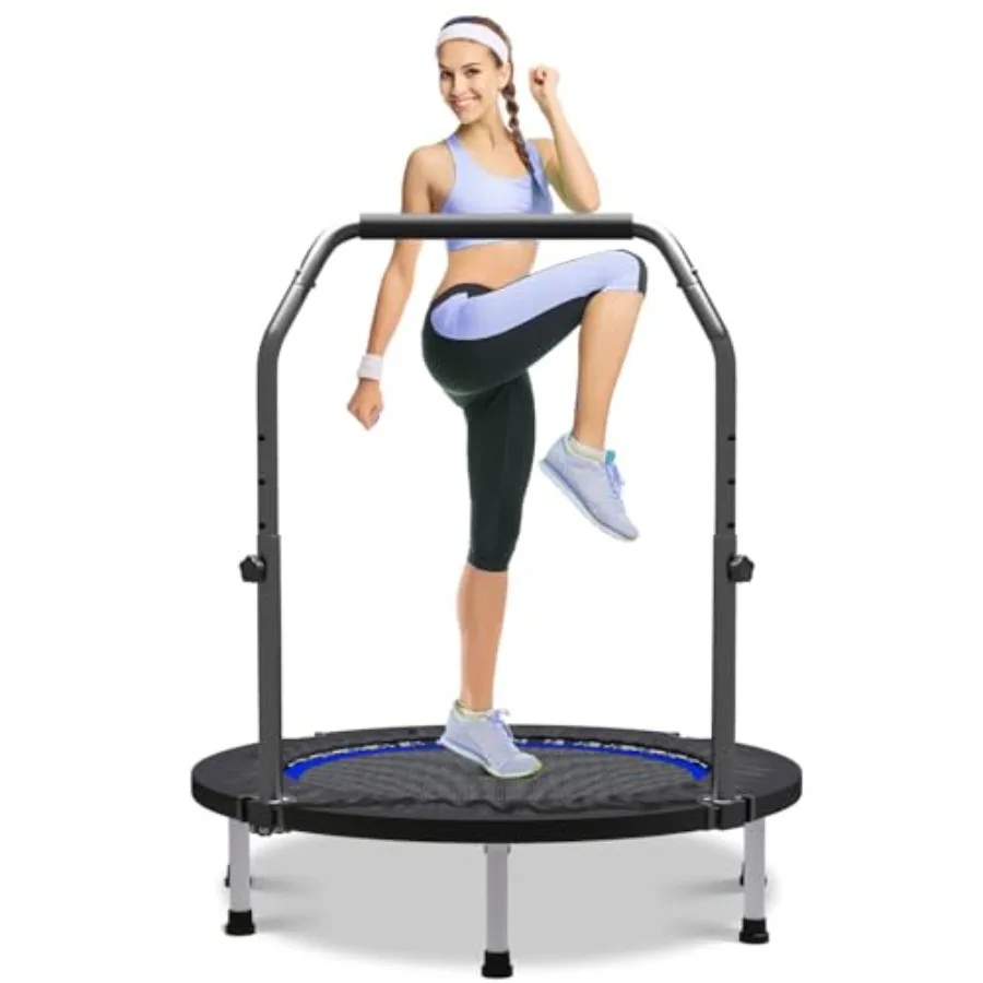 

40in Rebounder Trampoline for Adults and Indoor Exercise with Height Adjustable Bar Fitness Trampoline in Black with 330lb