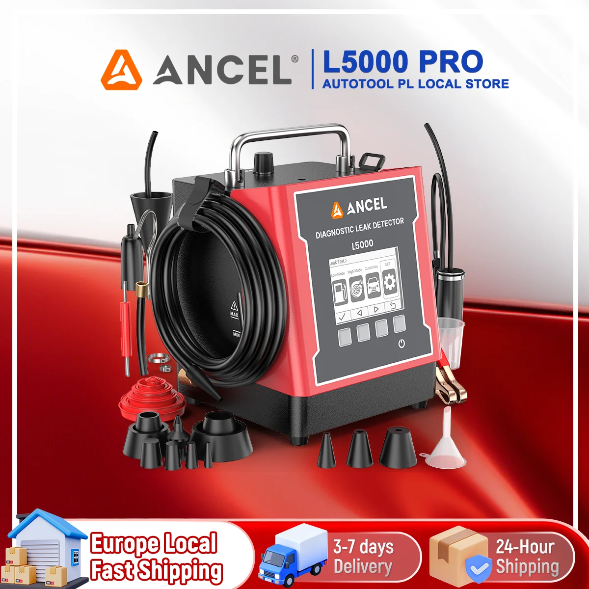 Machine à fumée automobile ANCEL L5000 Pro avec pompe à air intégrée, écran LCD, test de fuite sous pression, diagnostic EVAP et turbo, détecteur de fuite de fumée pour voiture