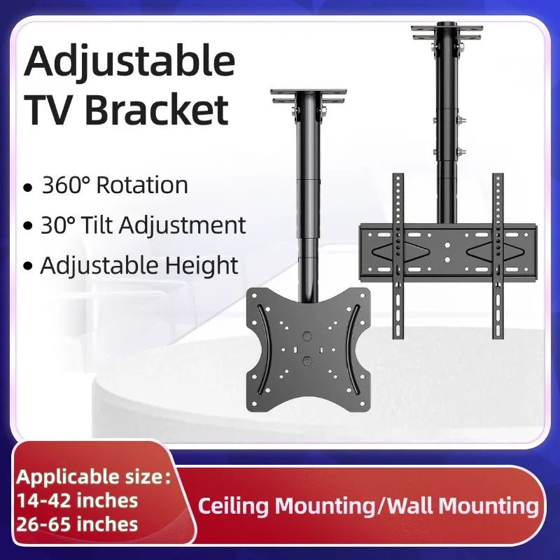 Universal TV Ceiling Wall Mount Bracket for Most 14-65 Inch LED Plasma TV Mount up to VESA 400x400mm and 40KG Loading Capacity