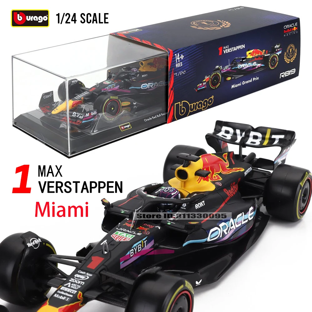 bburago-1-24-f1-2023-レッドブル-rb19-マイアミ-ステーション-1-ベスタパン-11-ペレス合金車モデル工芸品装飾コレクションおもちゃツール