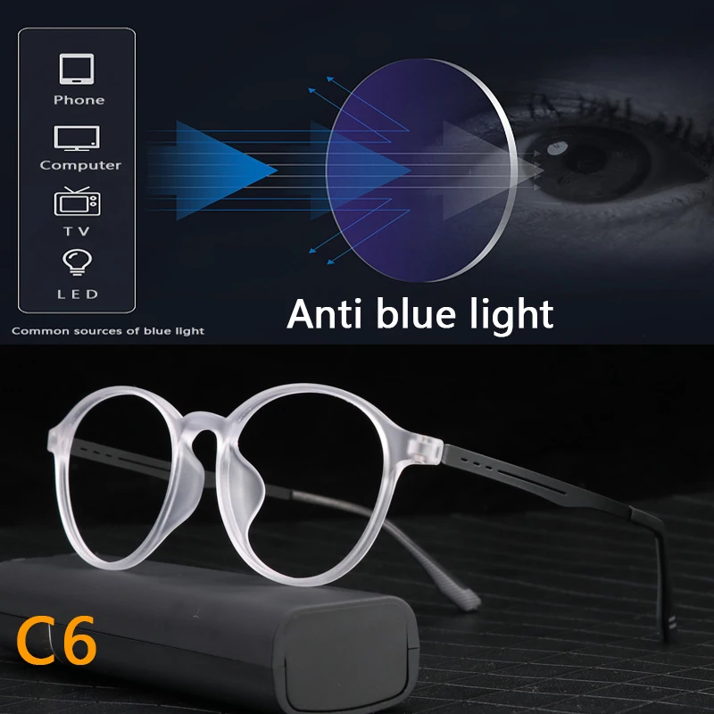 Ultralight Titanium Retro Round Anti Blue Light Photochromic Reading Glasses For Men Computer Presbyopic Eyeglasses Women