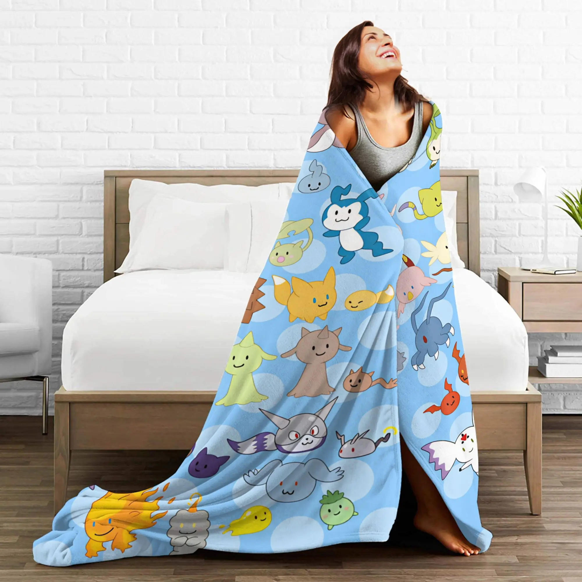 Warm Soft BlanketsStudents Camping Digimon Orange Team Art Throw Blanket  Flannel Bedspread For Couch Bed Novelty Sofa Bed Cover - view 3