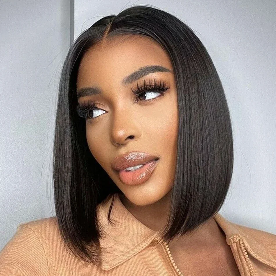 Short Bob Wig Brazilian Remy 13x4 Deep Water Wave Curly Transparent Lace Front Human Hair Wigs HD Frontal Closure Wigs For Women