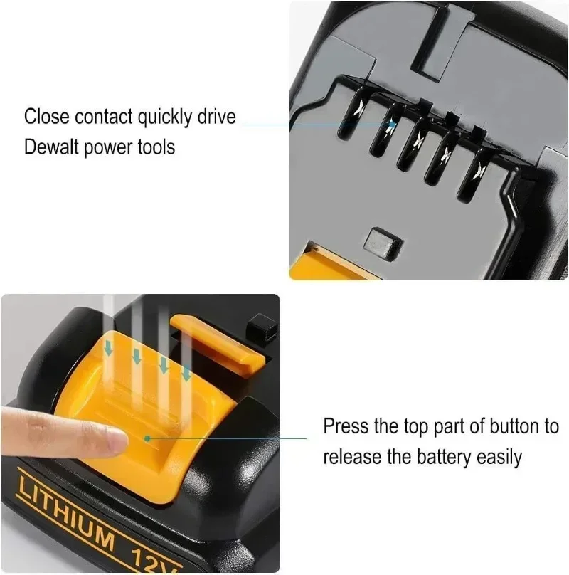 แบตเตอรี่ 12V เดิมสําหรับ Dewalt DCB127 DCB120 DCB121 DCB119 Li-Ion Power แบตเตอรี่เครื่องมือ