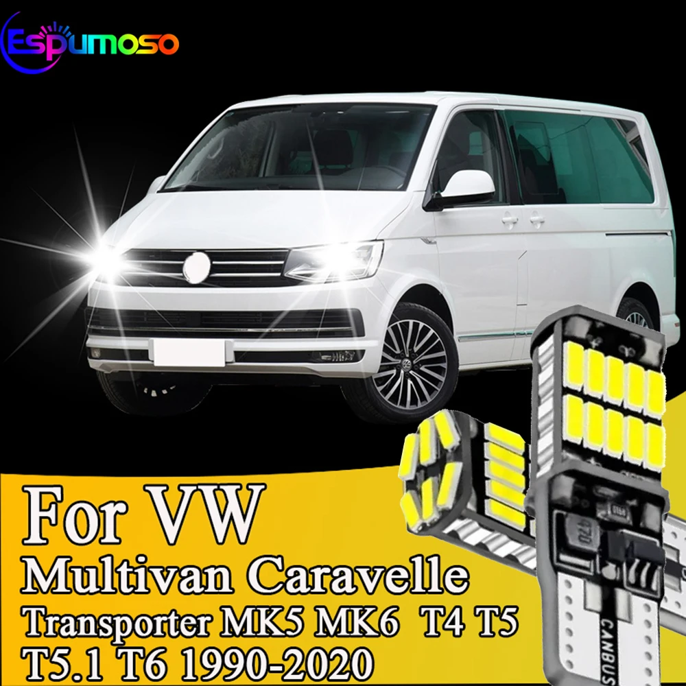 

For Volkswagen VW Multivan Caravelle Transporter MK5 MK6 T4 T5 T5.1 T6 1990-2020 2Pcs Super Bright T10 W5W LED Bulbs Canbus