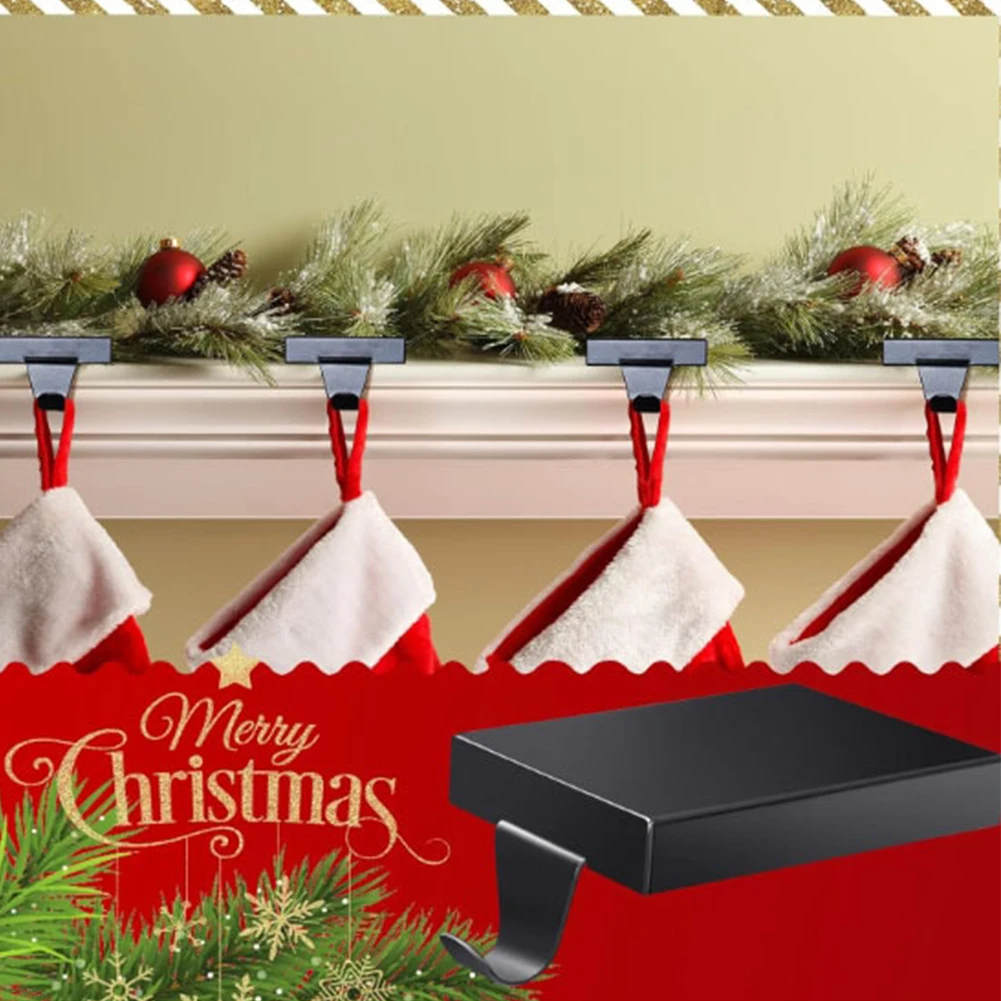 Mantel Stocking Holders Stainless Steel Christmas Stocking Hanger Fireplace Holder Festive Decorative Mantelpiece Display Rack