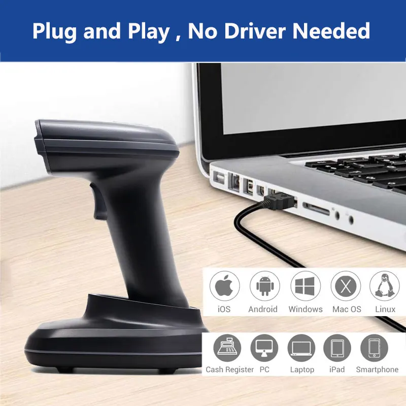 Picture 3: Bluetooth 2D Code Scanner Automatic Wireless QR Barcode Reader Precise Scanning Data Matrix PDF417 for POS System Scan Gun