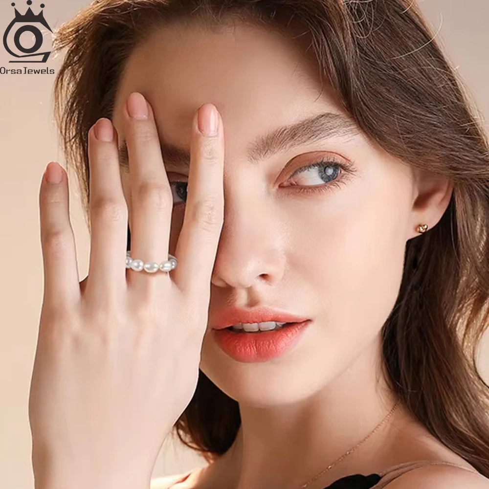 

ORSA JEWELS простой стиль кольцо с пресноводным натуральным жемчугом женское кольцо из бисера модные изящные ювелирные изделия подарок для нее Anillos GPR05