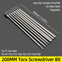 200mm Torx Screwdriver Bits Magnetic Hollow Plum Blossom Head S2 Steel Security Bit T6-T40 1/4'' Hex Shank Hand Power Tools