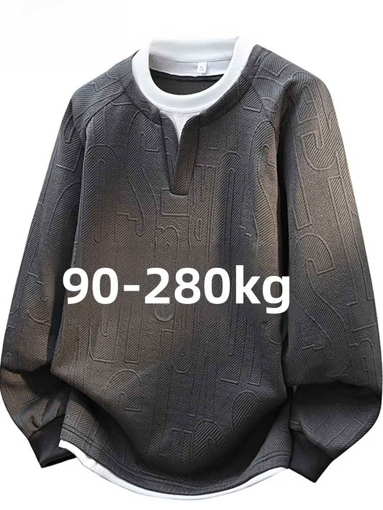 

Модная мужская повседневная толстовка Mo Cha с длинным рукавом, имитация двухслойности, свободный крой, большие размеры, эффект похудения, полиэстер, круглый вырез