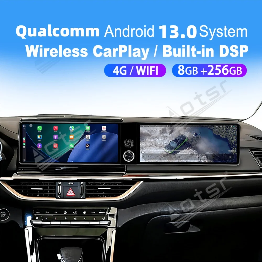 

Двухэкранный автомобильный мультимедийный центр Qualcomm Carplay Android для Kia K3 2012-2019 с GPS и радио