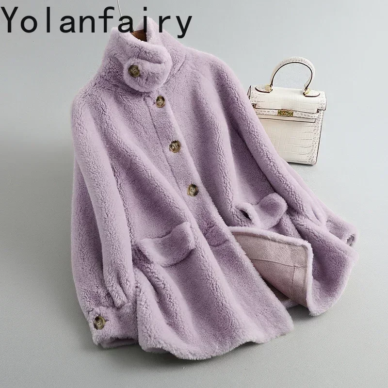 

Winter Coat Women Elegant Sheep Shearing Jacket Women Clothing 100% Wool Fur Coats Warm Wool Fur Jackets for Women Abrigos SGG