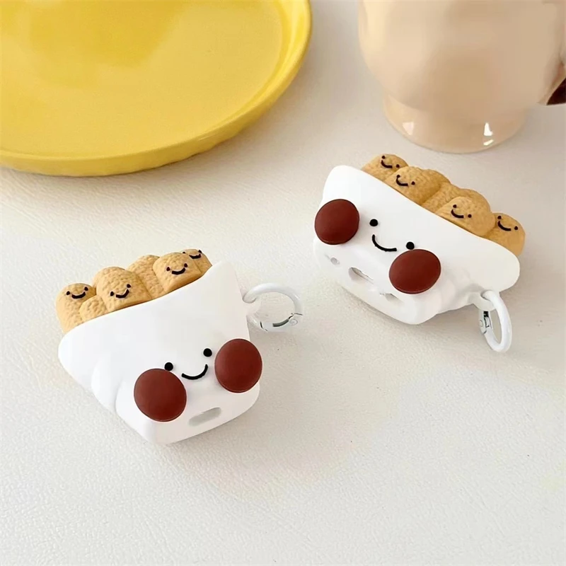 Cute 3D Earphone Cover para Apple AirPods, Fries, Cookie, Airpods 1, 2, 3 Geração, Airpods Pro, Pro2, Wireless Bluetooth Headphone Case