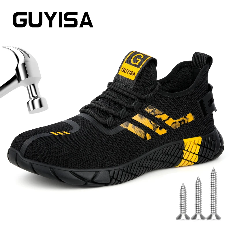 

Men's Safety Shoes Steel Toe Boots Anti impact Anti puncture Soft Wear-resistant Breathable Outdoor Industrial Work Shoes