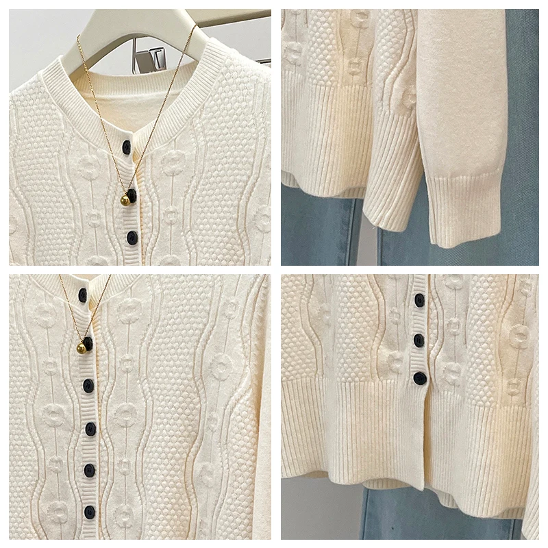 Cardigan amincissant à manches longues pour femmes, vêtements pour filles potelées, haut tout neuf, grande taille, automne, hiver, 2024