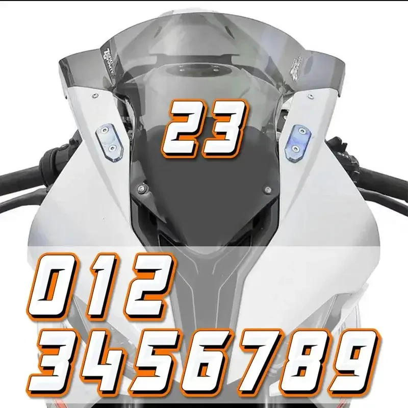 Orange Edge Racing Number Sticker 2PCS Large Small 0-9 Waterproof Vinyl Decals for Motorcycle Car Body Tuning Exterior Decor