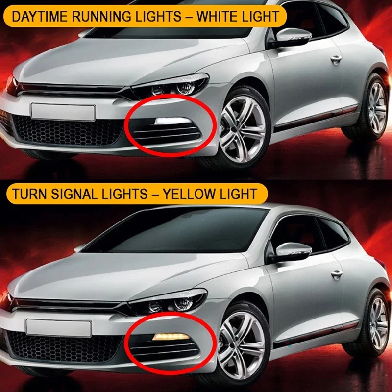 LED Car Daytime Running Light Front Bumper Fog Lights for Volkswagen Scirocco R Line 2010-2014