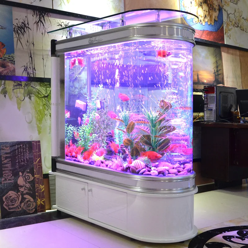 Aquarium super white glass bullet fish tank screen medium-sized large 1 meter living room household shoe cabinet