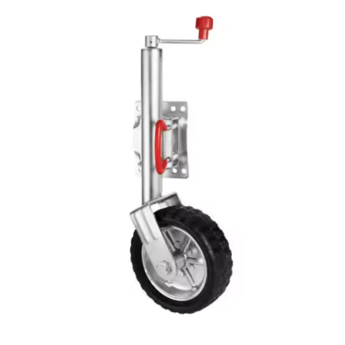 

Hand Trailer Jack with Wheels Load Capacity 900KG，2000LBS Diameter 10in Top, Folding Crank Style,Rubber covered Iron