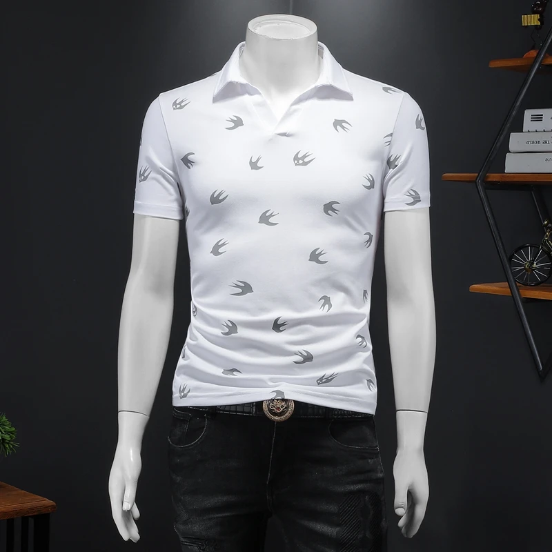 Plus Size 2024 Summer New Men's Lapel Anti-pillin Polo Shirt Swallow Short Sleeve Casual Business Fashion Slim Fit Shirt for Men