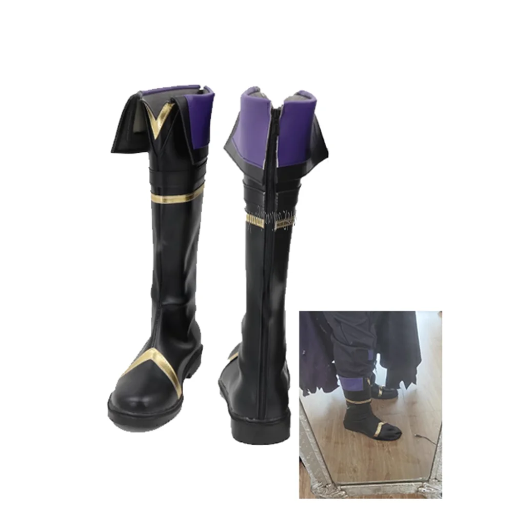 

customized--Cosplay Kageno Cid Shoes Anime Roleplay Prop Halloween Carnival Party PU Leather Boots