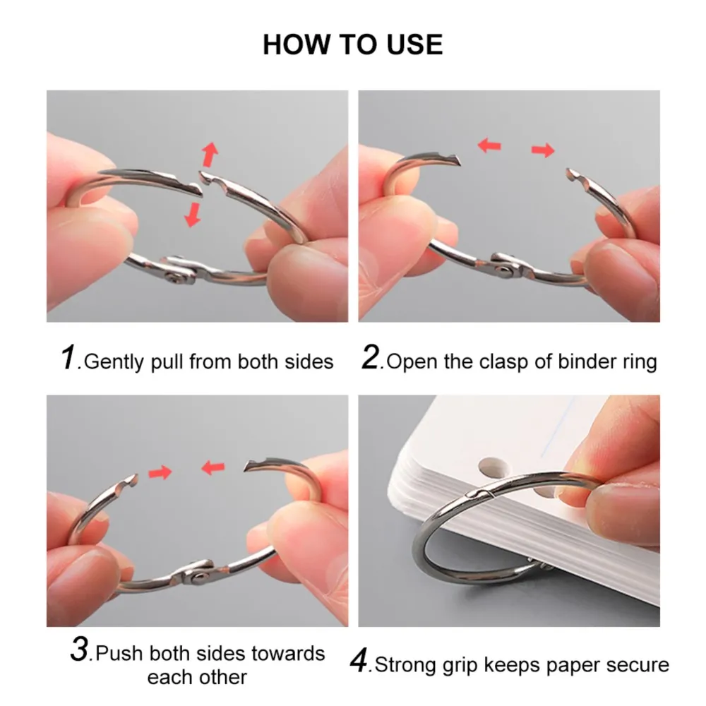 5/10Pcs 20-88mm Assorted Sizes Metal Loose Leaf Book Binder Rings For Diary Scrapbooks Albums Flashcards Curtain Documents