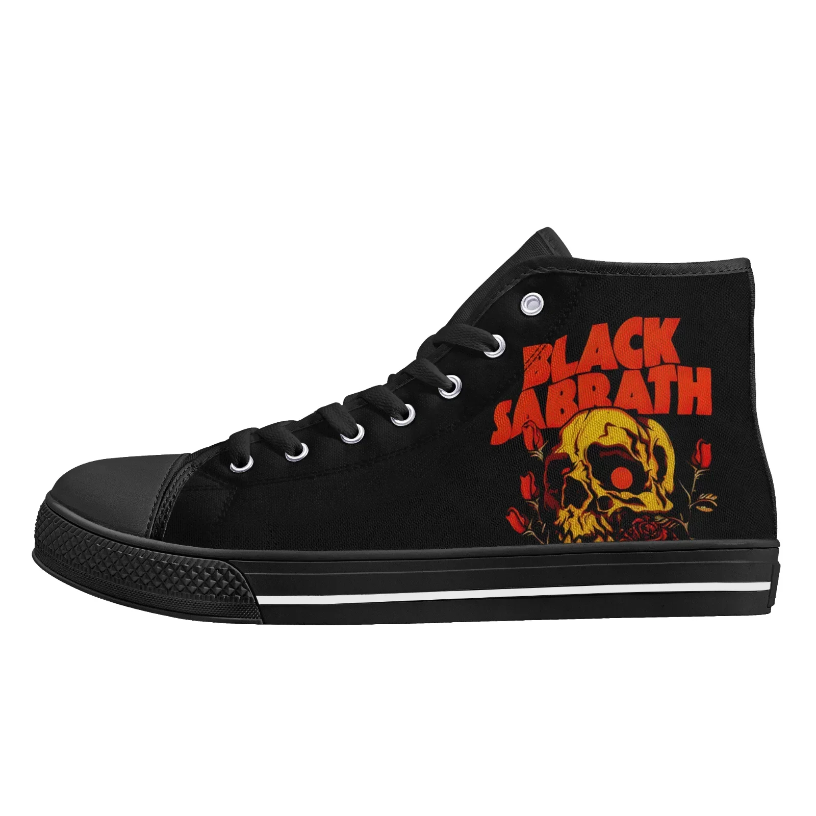 Black Heavy Metal  High Top High Quality Canvas Shoes Sneakers Men Women Teenager Canvas Sneaker Casual Couple Shoes
