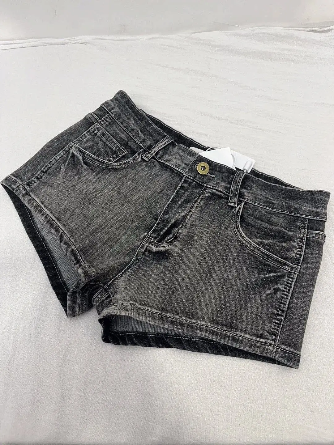 Retro Spice Girl Washed Old Black Grey Denim Shorts Female Summer Spice Girl Skinny Slim Hips A-Word Hot Pants