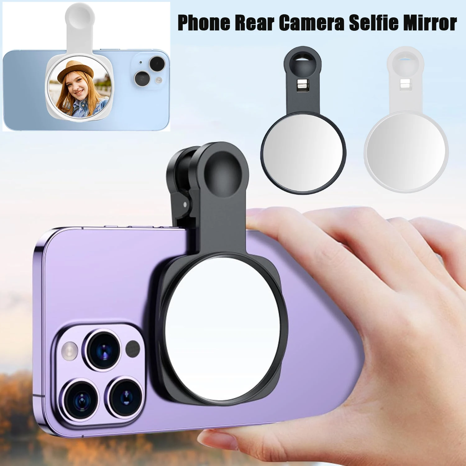 

Universal Selfie Mirror Clip Phone Rear Camera Selfie Mirror See How You Look in The Back Camera for High Definition Photos Fill