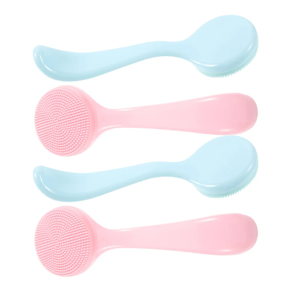 4개입 얼굴 클렌징 브러시 실리콘 페이스 스크러버 블랙헤드 딥 포어 각질 제거 부드러운 피부 관리 도구 여행용 마사지