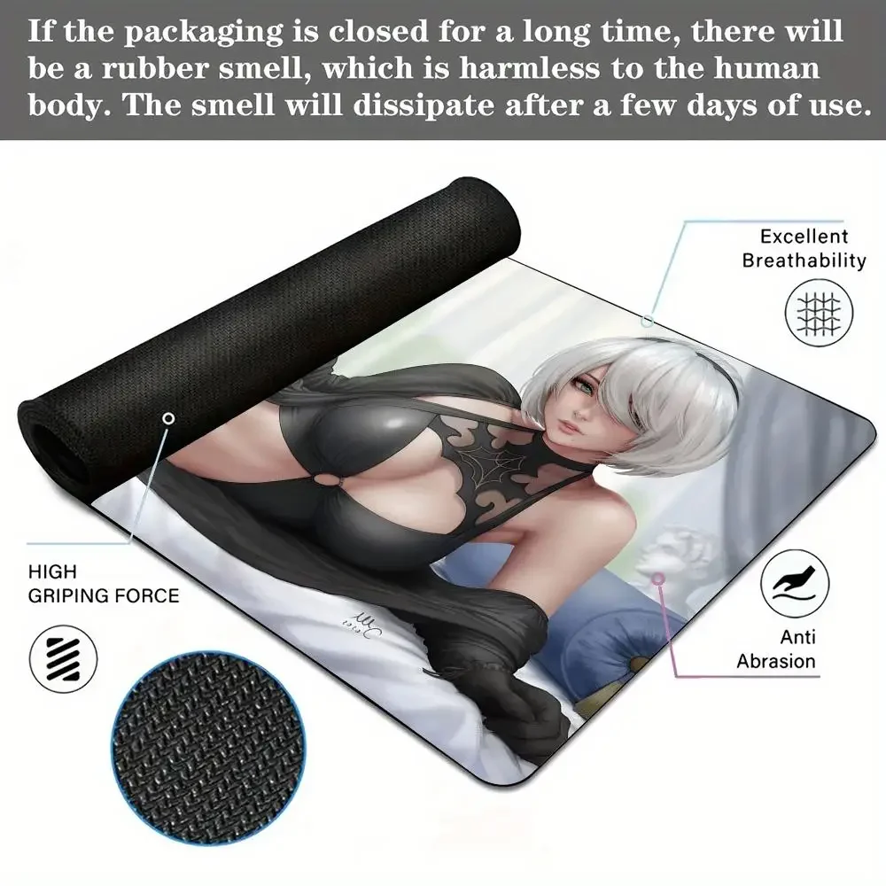 2b nier automata ماوس الوسادة حصيرة مكتبية مع حواف مخيطة قاعدة مطاطية غير قابلة للانزلاق ألعاب ملحقات الكمبيوتر حصيرة الألعاب وسادة ممتدة هنتاي