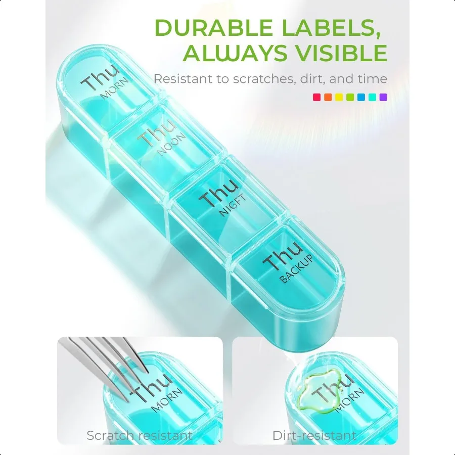 Wöchentlicher Pillen-Organizer, 4-maliger Tag, BPA-frei, tägliche Pillendose, 7-Tage-großer Reise-Pillenetui mit 28 Fächern zum Halten von Medikamenten V