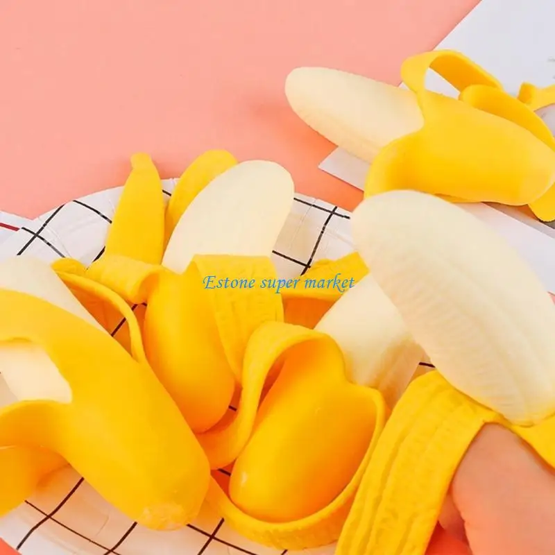 

090B Stretchy Peeled Banana Squeeze Toy Hand Relaxing Toy for Adult Kids Stress Reduce