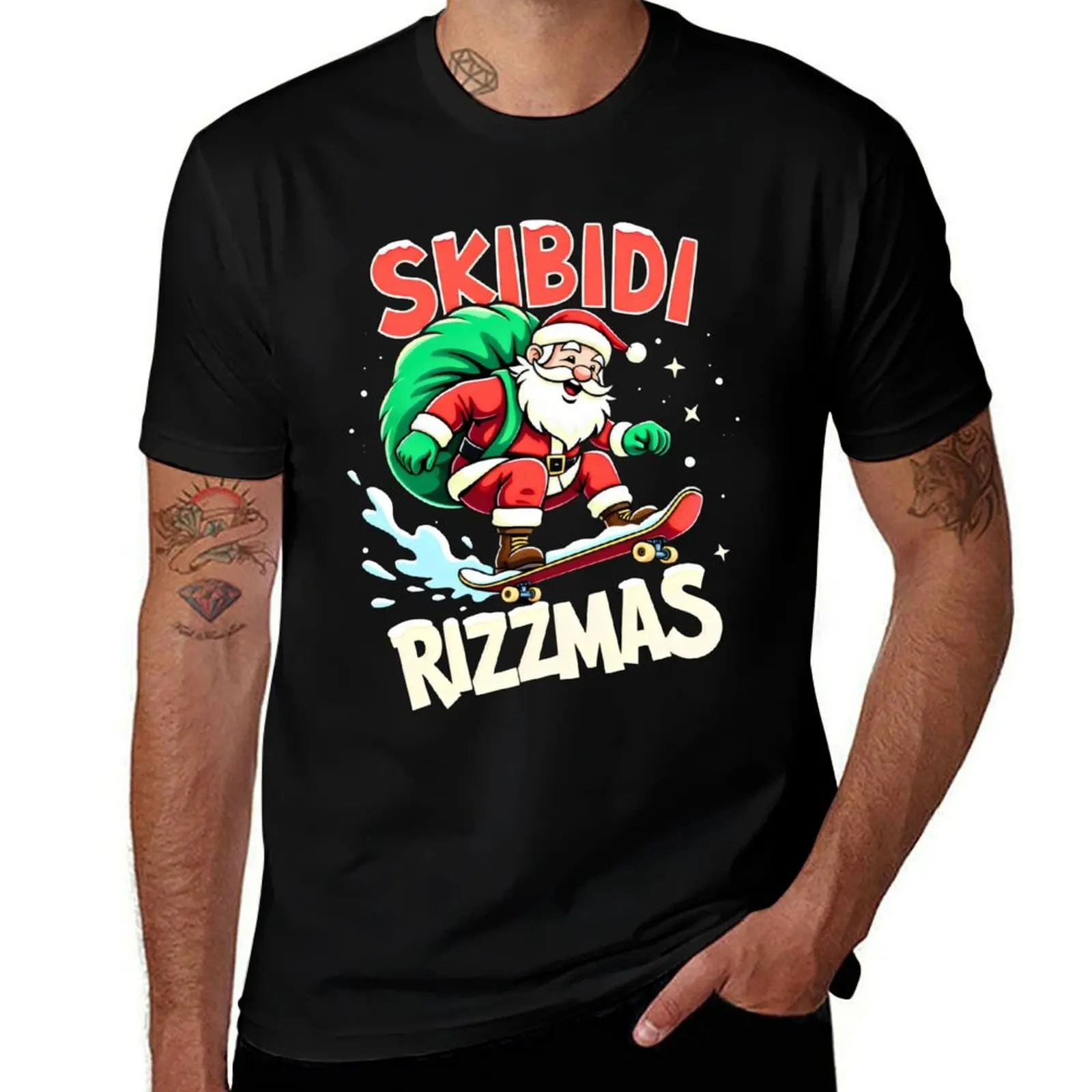 Skibidi rizzmas merry christmas 2024 T-Shirt Funny t-shirts football t shirt Luxury man clothes for men