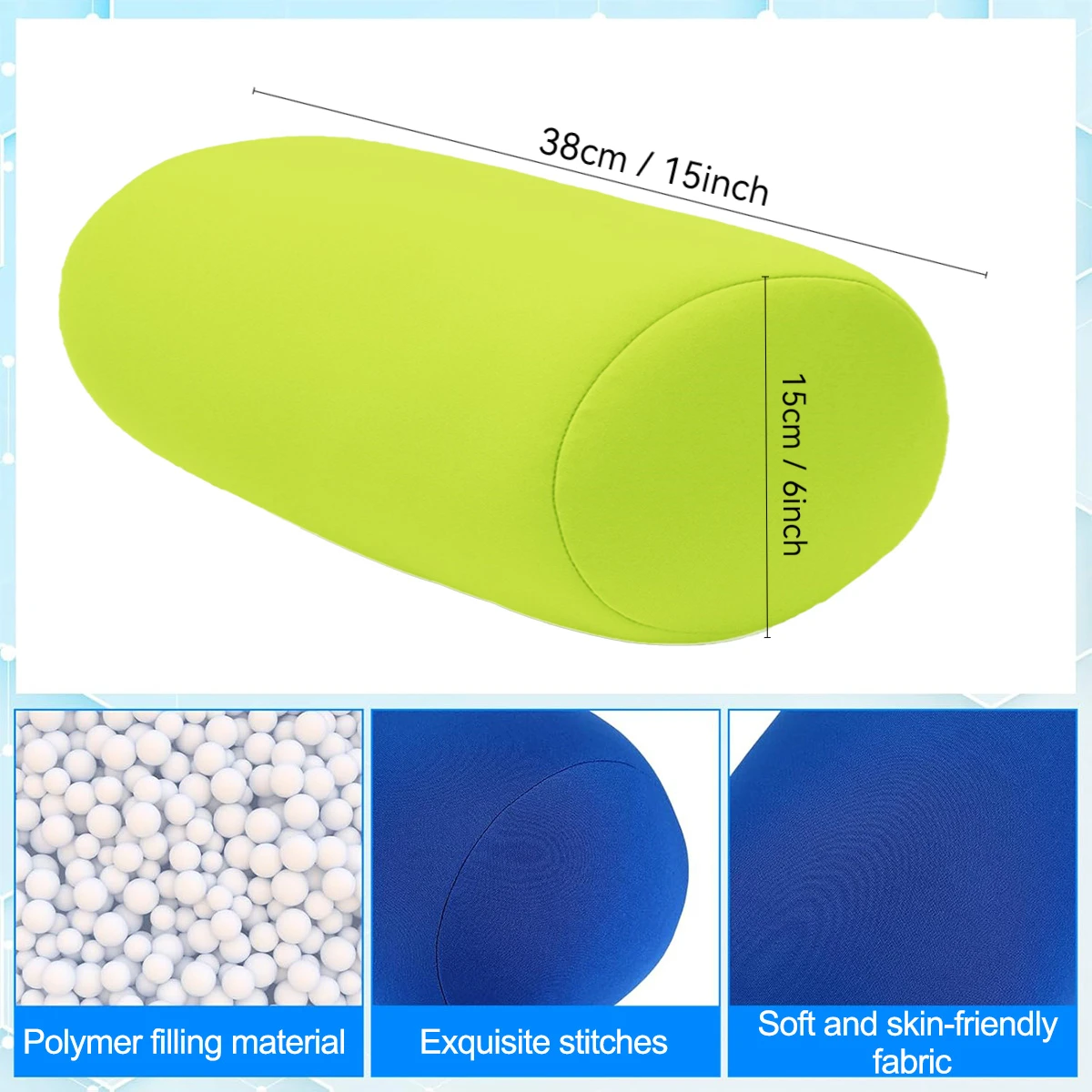 1pc Cylindrical Pillow, Built in Foam Particles Microbead Roll Pillow Stuffed Pillow Bedroom Sleep Throw Pillow Neck Head Back