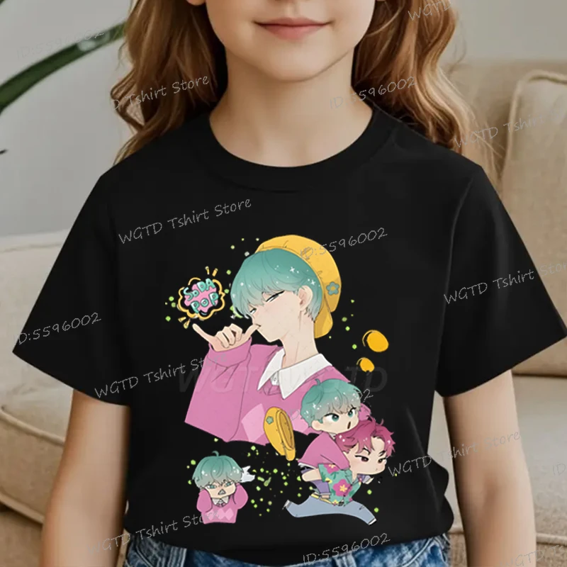 

KPop Demon Hunters Saja Футболка для мальчиков Топы Новая модная повседневная детская футболка Хлопковая футболка с короткими рукавами Детская футболка с газировкой в стиле Харадзюку